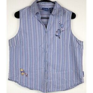 Vintage Disney Winnie The Pooh Eeyore Embroidered Women's Blouse Shirt, Large